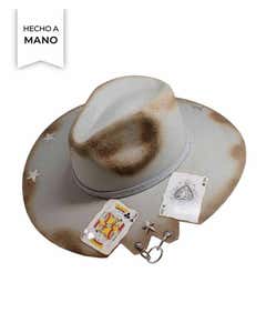 Monna Vintage  Sombrero Fedora - Naipes y Estrellas